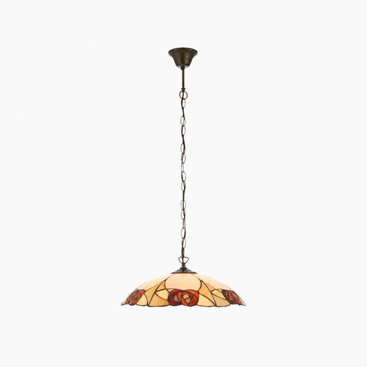 TF Ingram Tiffany Pendelleuchte – Vintage, handgefertigter Lampenschirm aus Buntglas mit Blumenmuster für das Esszimmer