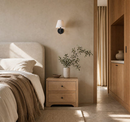 Luvora Gefalteter Leinenlampenschirm Wandlampe Vintage Modern für Schlafzimmer und Flur
