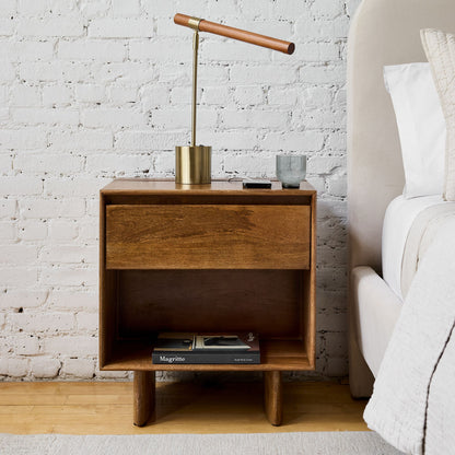 Moss Modern Linear Wood LED Table Lamp – Adjustable Swivel, USB Charging