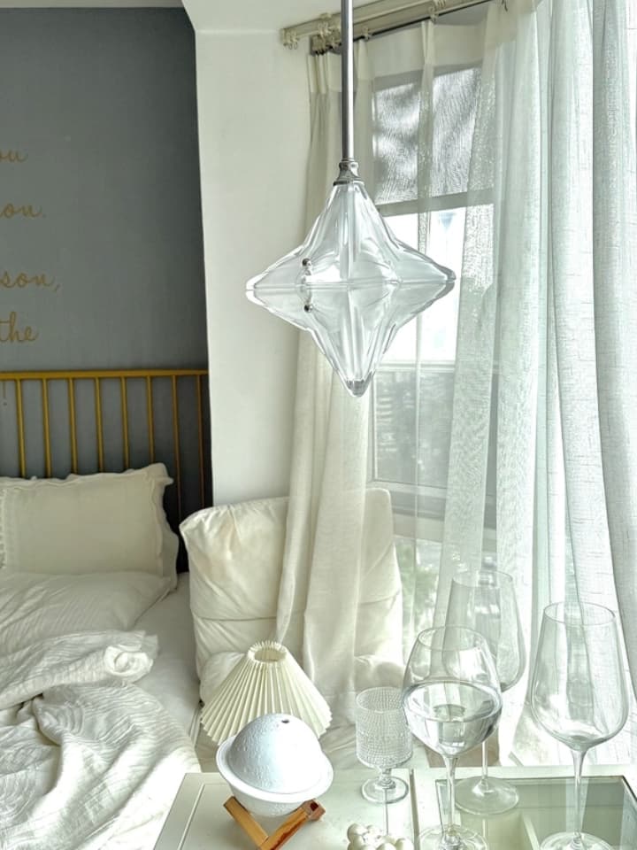 Art Deco Astris Elara Star Pendant Light – Frosted Glass Pendant with Geometric Style