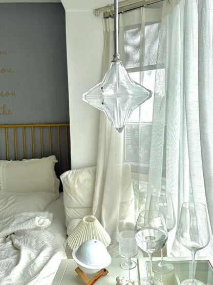 Art Deco Astris Elara Star Pendant Light – Frosted Glass Pendant with Geometric Style