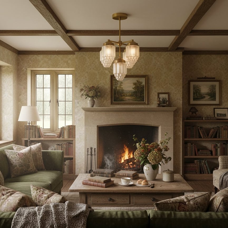 Tierlux Glass Chandelier – Vintage Brass Globe Lighting Fixture