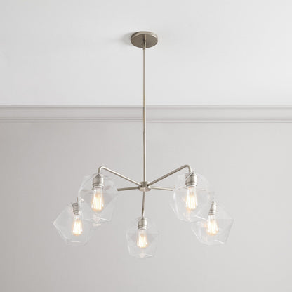 Talvior Sculptural 5-Light Chandelier - Faceted Design, Modern Finishes - Illuminate Spaces