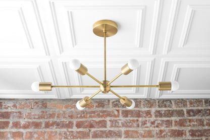 Mobilux Line Mid Century Modern Chandelier - 6 Heads Hanging Ceiling Light