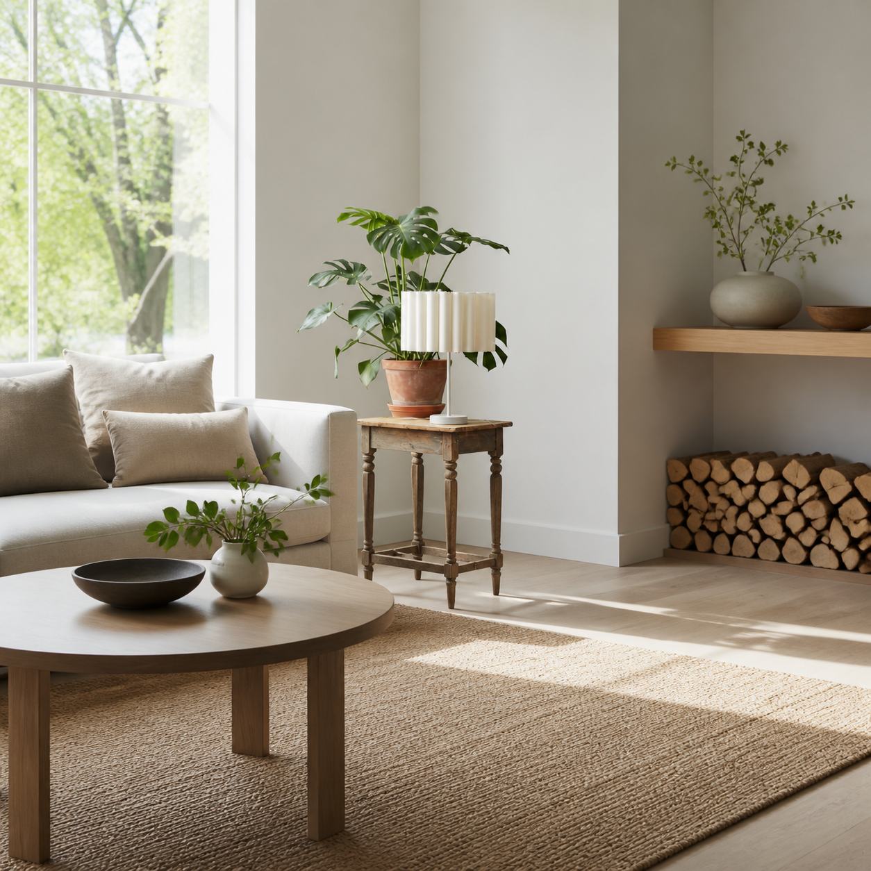 Velura Table Lamp - Beige Linen Shade in Light Beige