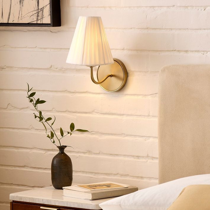 Fibura Contemporary Metal Sconce with Soft Linen Shade Subtle Silhouette for Living Rooms and Corridors