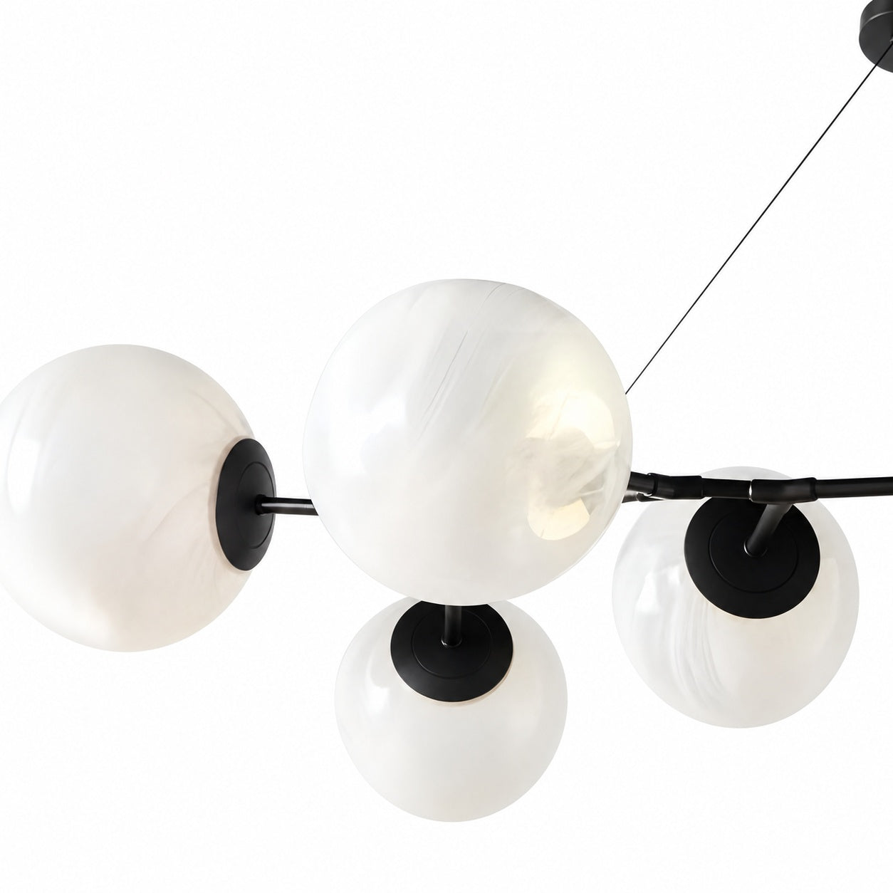 Pawrior Mehrköpfiger Kugel-Kronleuchter aus organischem Glas – Modernes Zweiglicht im Wolkendesign