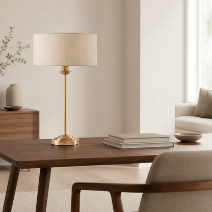 Tela Tischleuchte mit 1 oder 3 Leuchten – Modernes Leinen- und Metalldesign für Nachttisch oder Wohnzimmer