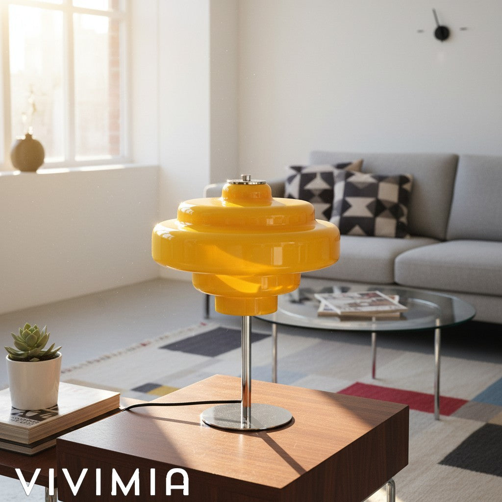 Koloro Tiered Glass Table Lamp – Retro Style for Living Room or Bedroom