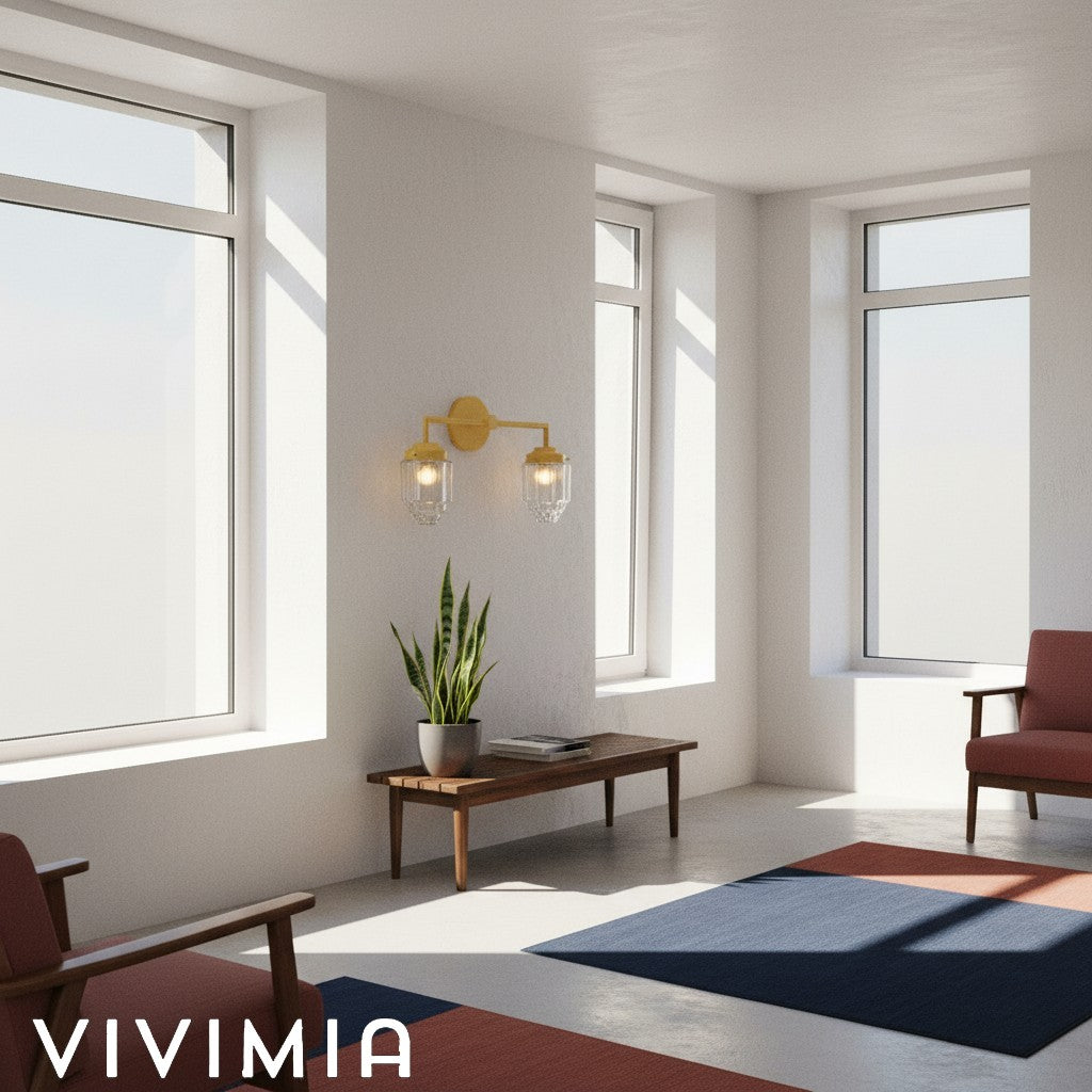 Tierlux Glass Colorful Geometric Art Deco Wall Sconce – Modern Vanity Light for Bathrooms