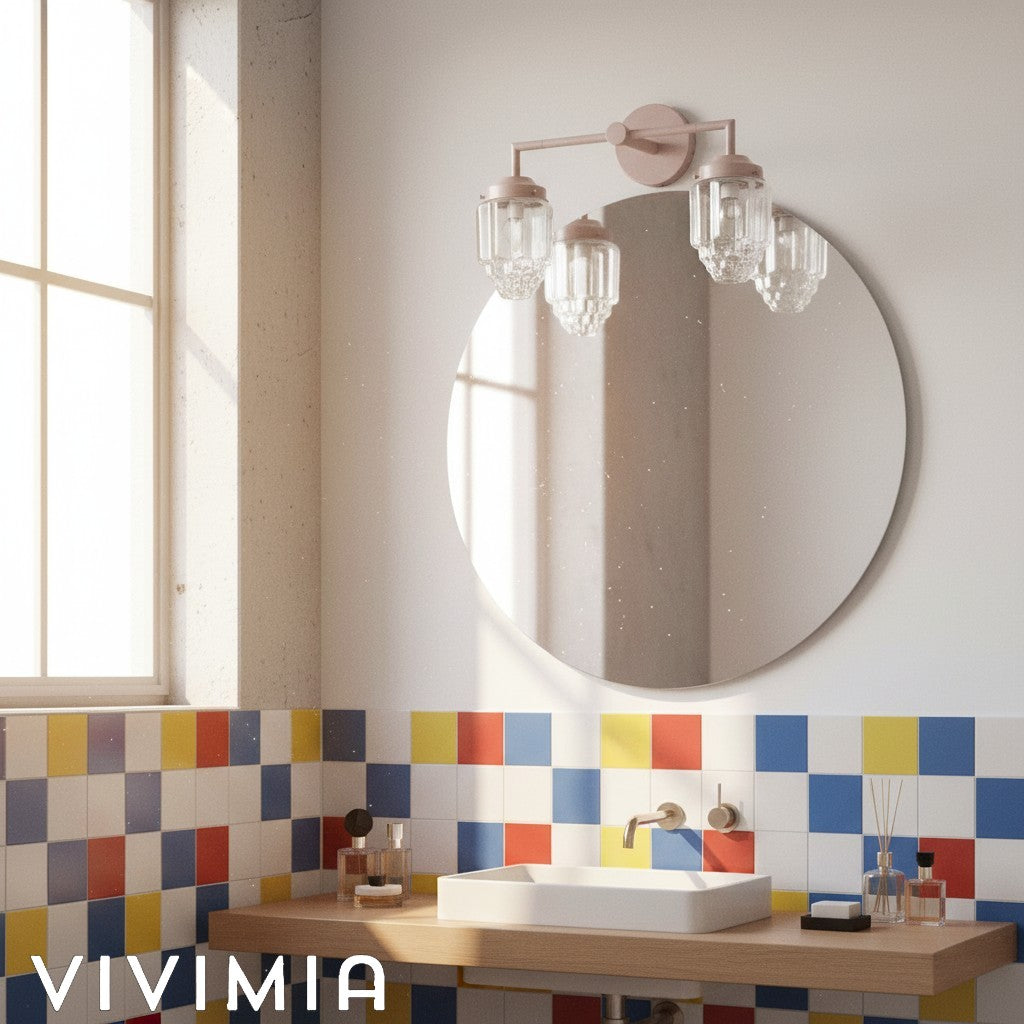 Tierlux Glass Colorful Geometric Art Deco Wall Sconce – Modern Vanity Light for Bathrooms