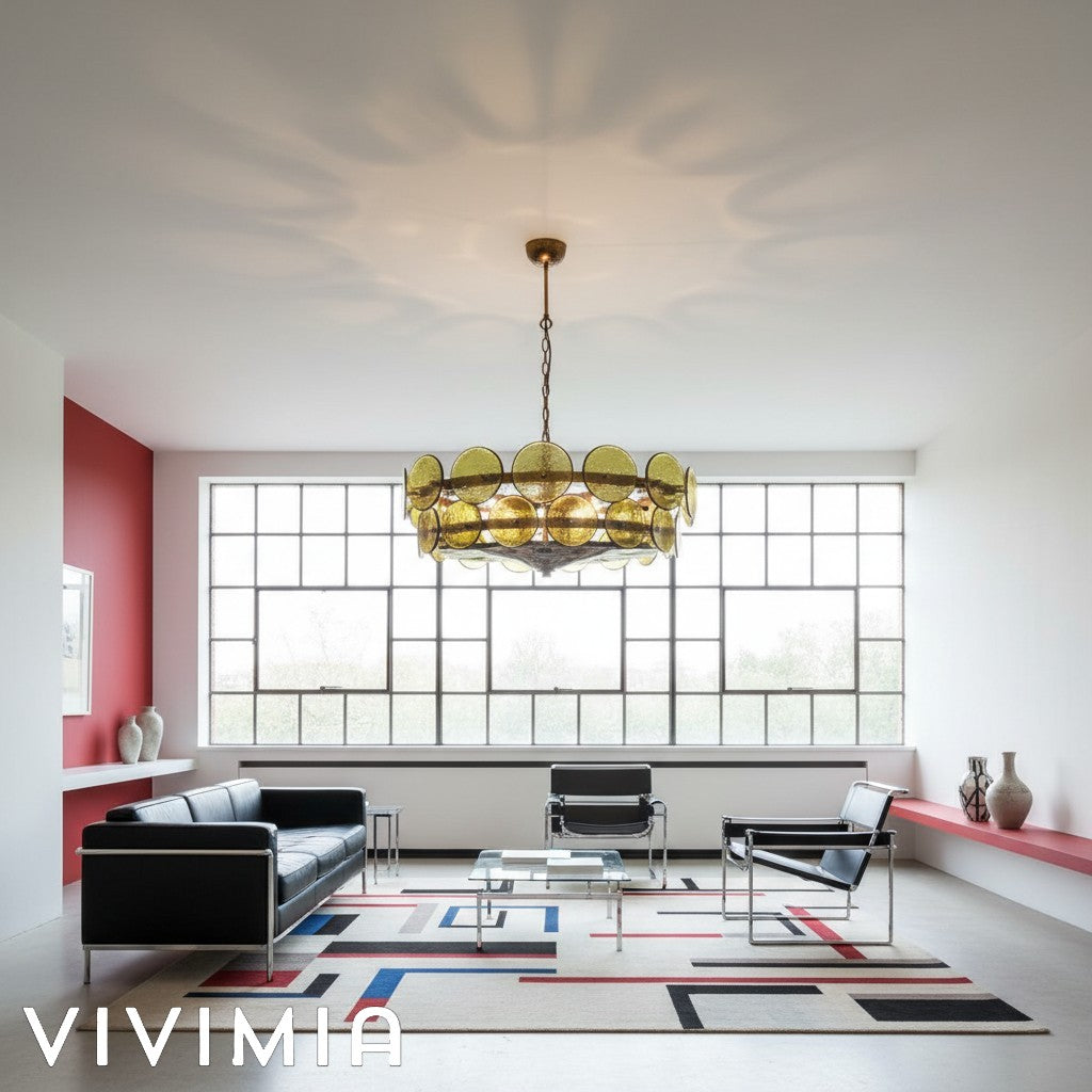 Lorenzo Halo Disc Vintage‑Modern Chandelier – Dining Room Statement Light