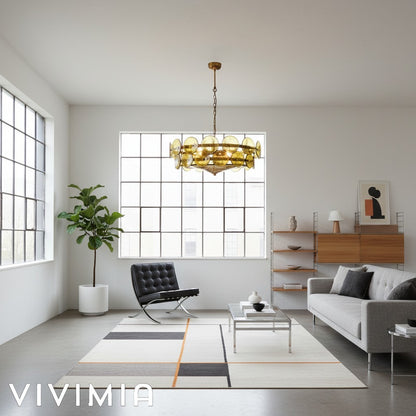 Lorenzo Halo Disc Vintage‑Modern Chandelier – Dining Room Statement Light