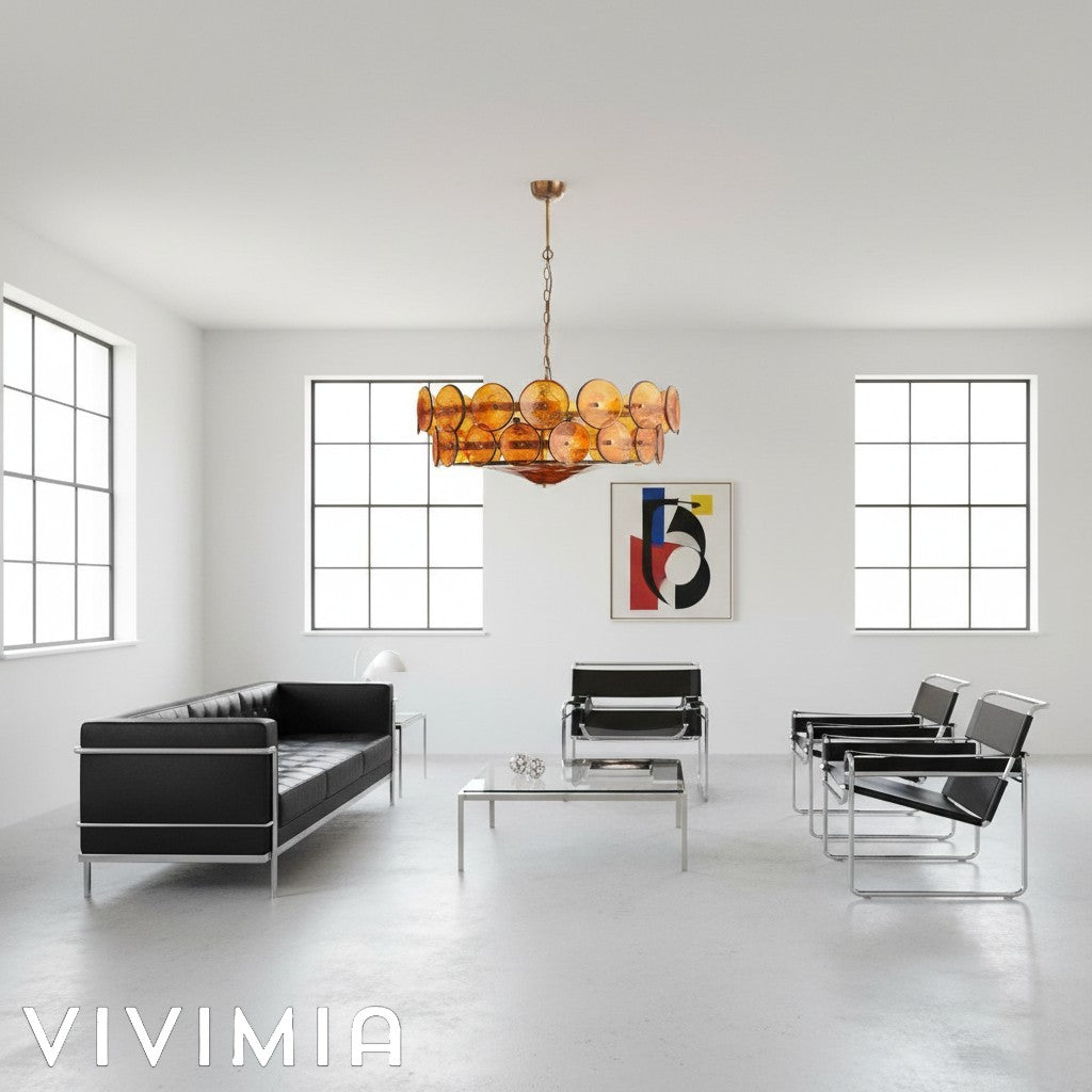 Lorenzo Halo Disc Vintage‑Modern Chandelier – Dining Room Statement Light