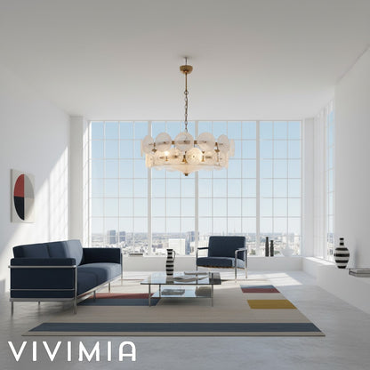 Lorenzo Halo Disc Vintage‑Modern Chandelier – Dining Room Statement Light