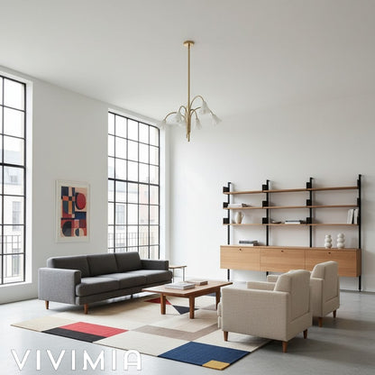 Bellina Sculptural Glass Lily Chandelier – Modern Romantic Pendant Light for High Ceilings