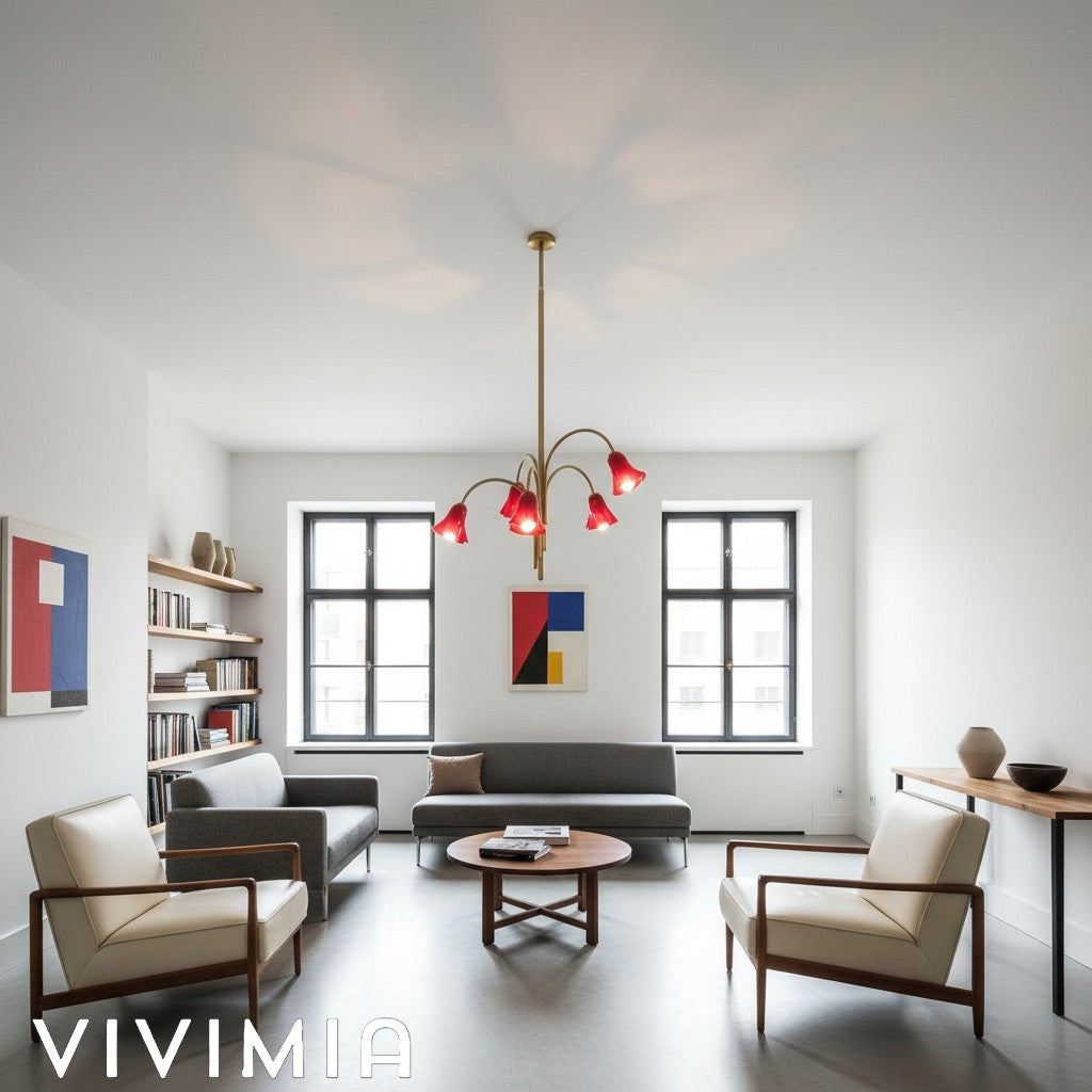 Bellina Sculptural Glass Lily Chandelier – Modern Romantic Pendant Light for High Ceilings