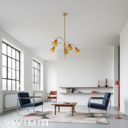 Bellina Sculptural Glass Lily Chandelier – Modern Romantic Pendant Light for High Ceilings