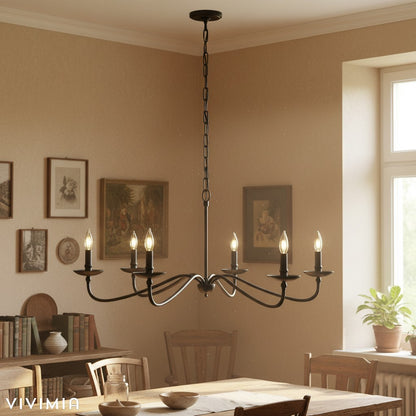 Rustic Iron Candle Chandelier for Dining Rooms and Living Spaces