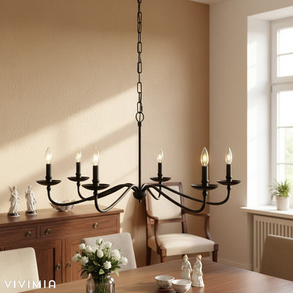 Rustic Iron Candle Chandelier for Dining Rooms and Living Spaces