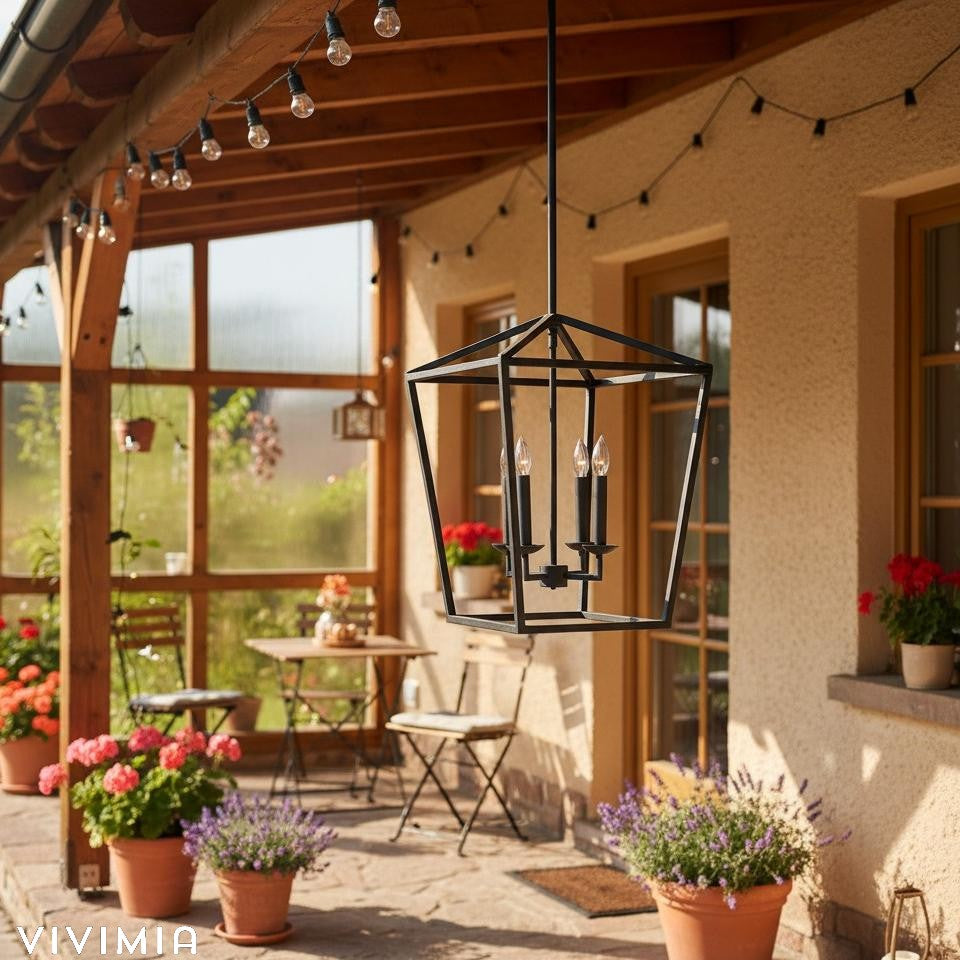 Rowan Vintage Steel Lantern Pendant Light for Dining Rooms and Entryways