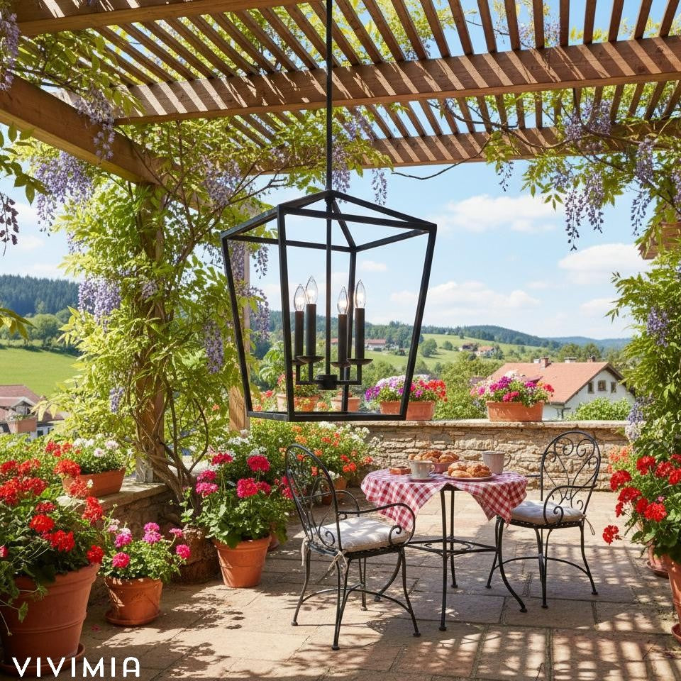 Rowan Vintage Steel Lantern Pendant Light for Dining Rooms and Entryways