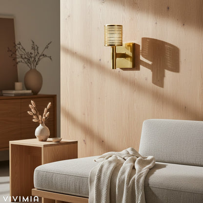 Galvia Modern Perforated Metal Sconce – Sleek Champagne Bronze Wall Light for Hallways