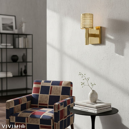 Galvia Modern Perforated Metal Sconce – Sleek Champagne Bronze Wall Light for Hallways