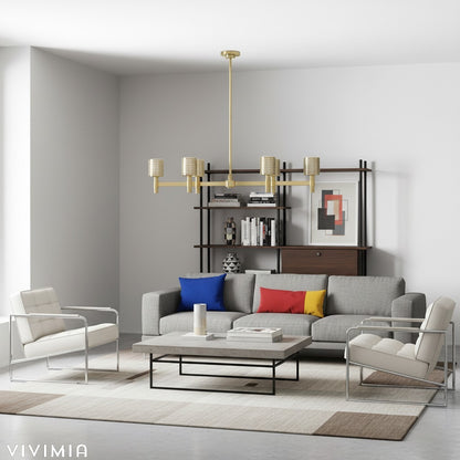 Galvia Modern Champagne Bronze Chandelier – Adjustable 6-Light Pendant for Dining Room