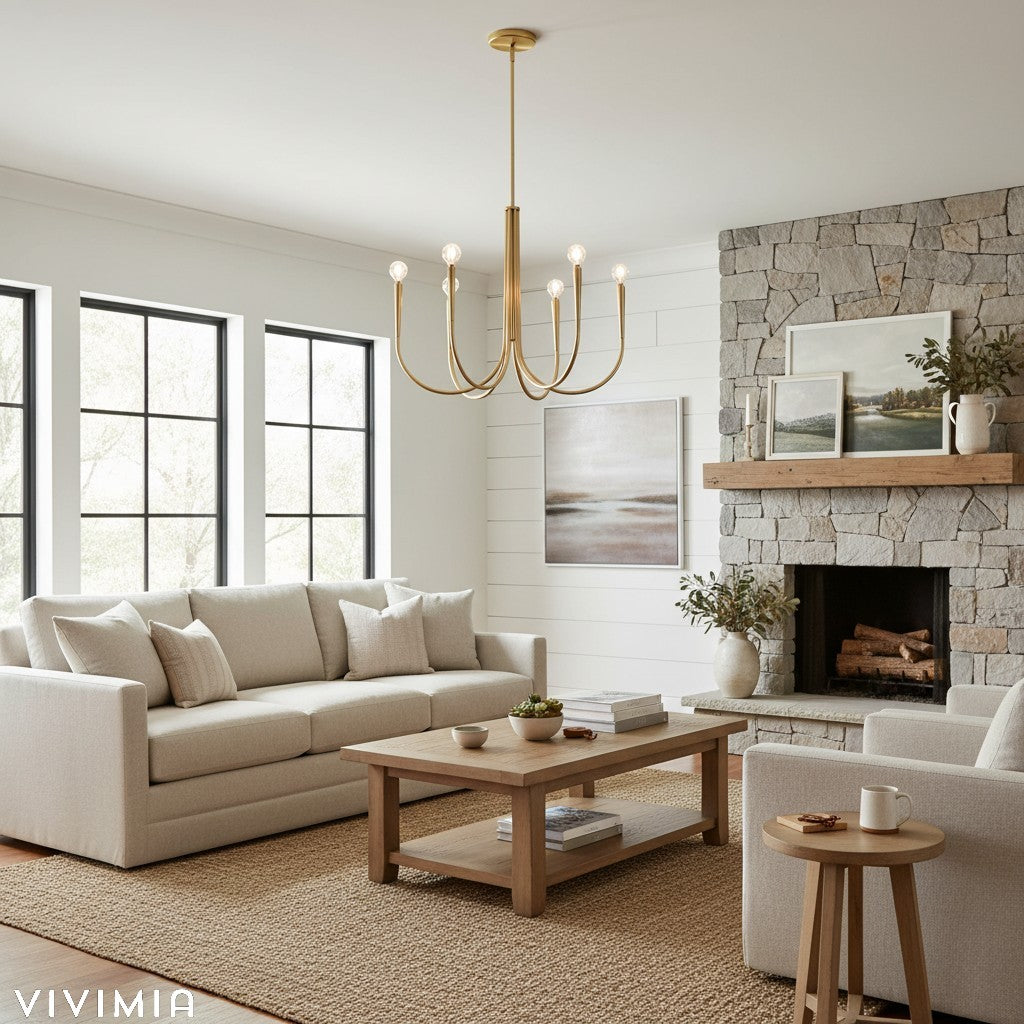 Borvia Swoop Arm Sculptural Chandelier – Vintage-Inspired Modern Ceiling Light for Dining or Living Room