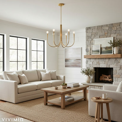 Borvia Swoop Arm Sculptural Chandelier – Vintage-Inspired Modern Ceiling Light for Dining or Living Room