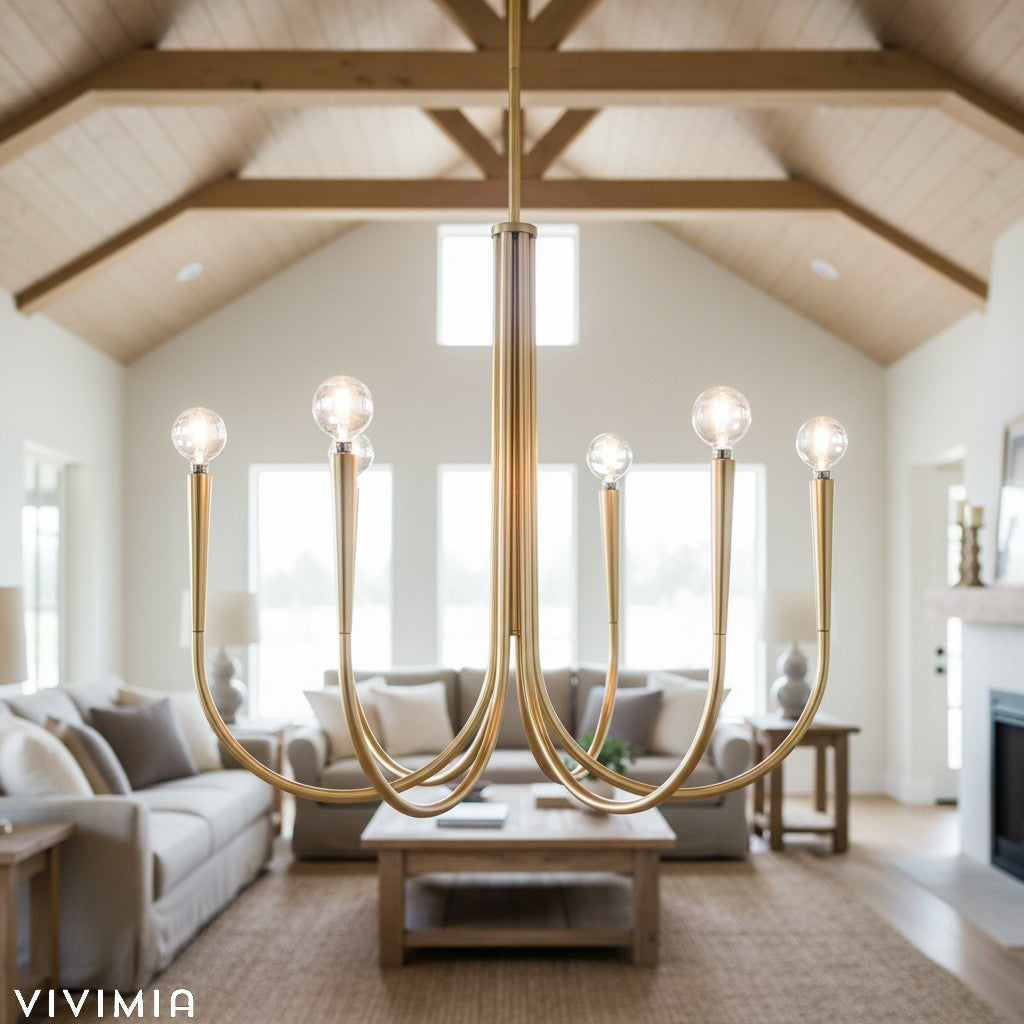 Borvia Swoop Arm Sculptural Chandelier – Vintage-Inspired Modern Ceiling Light for Dining or Living Room