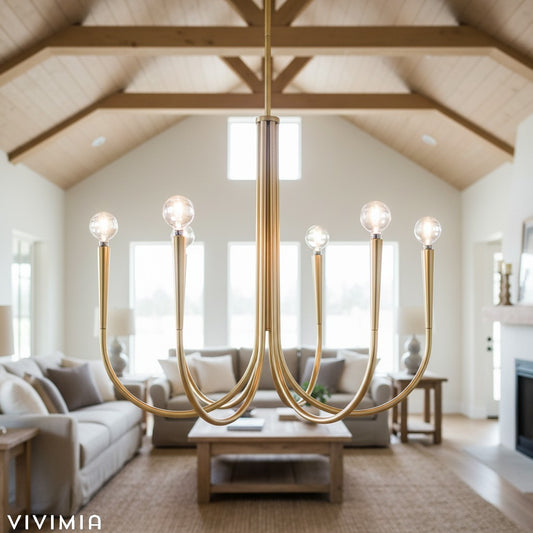 Borvia Swoop Arm Sculptural Chandelier – Vintage-Inspired Modern Ceiling Light for Dining or Living Room