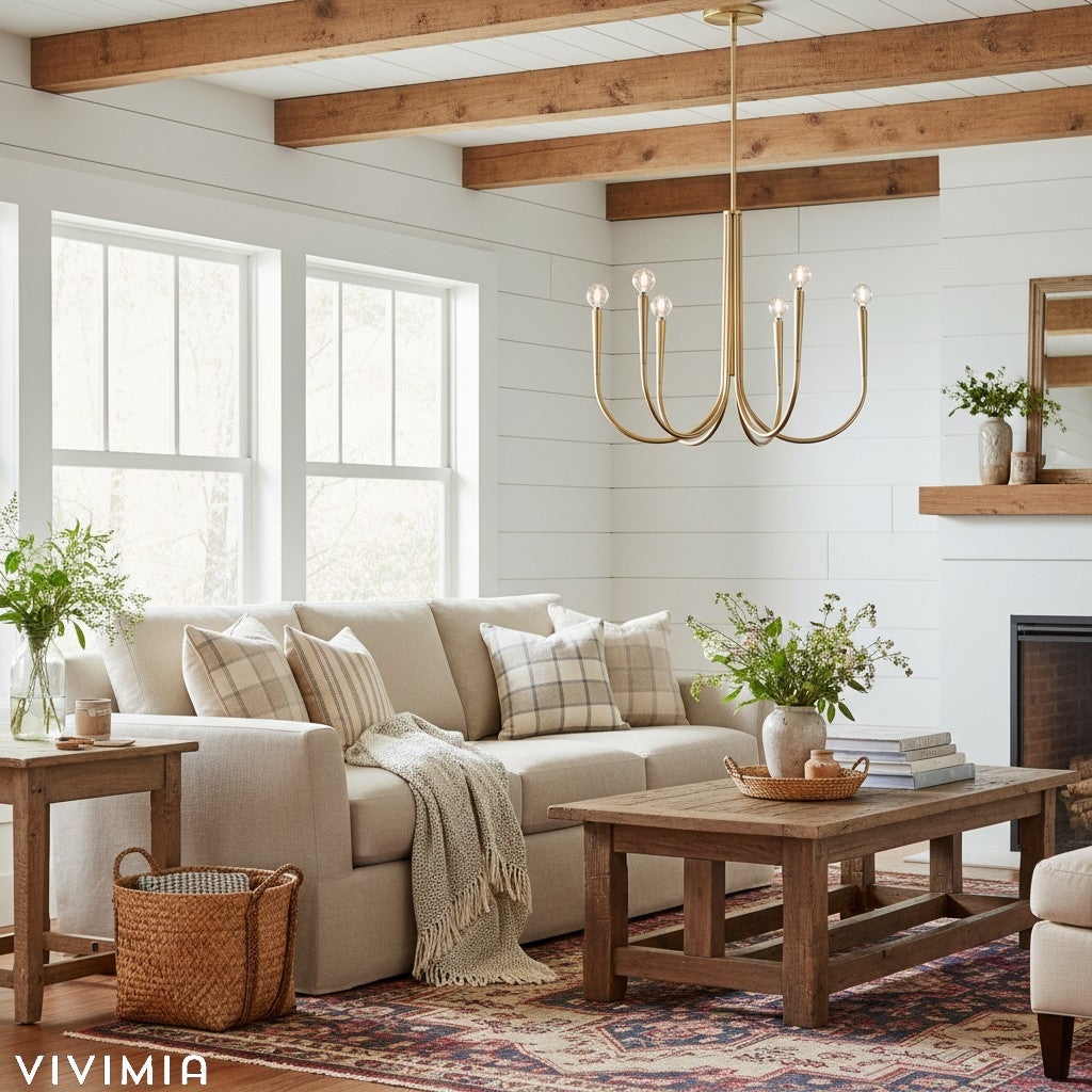 Borvia Swoop Arm Sculptural Chandelier – Vintage-Inspired Modern Ceiling Light for Dining or Living Room