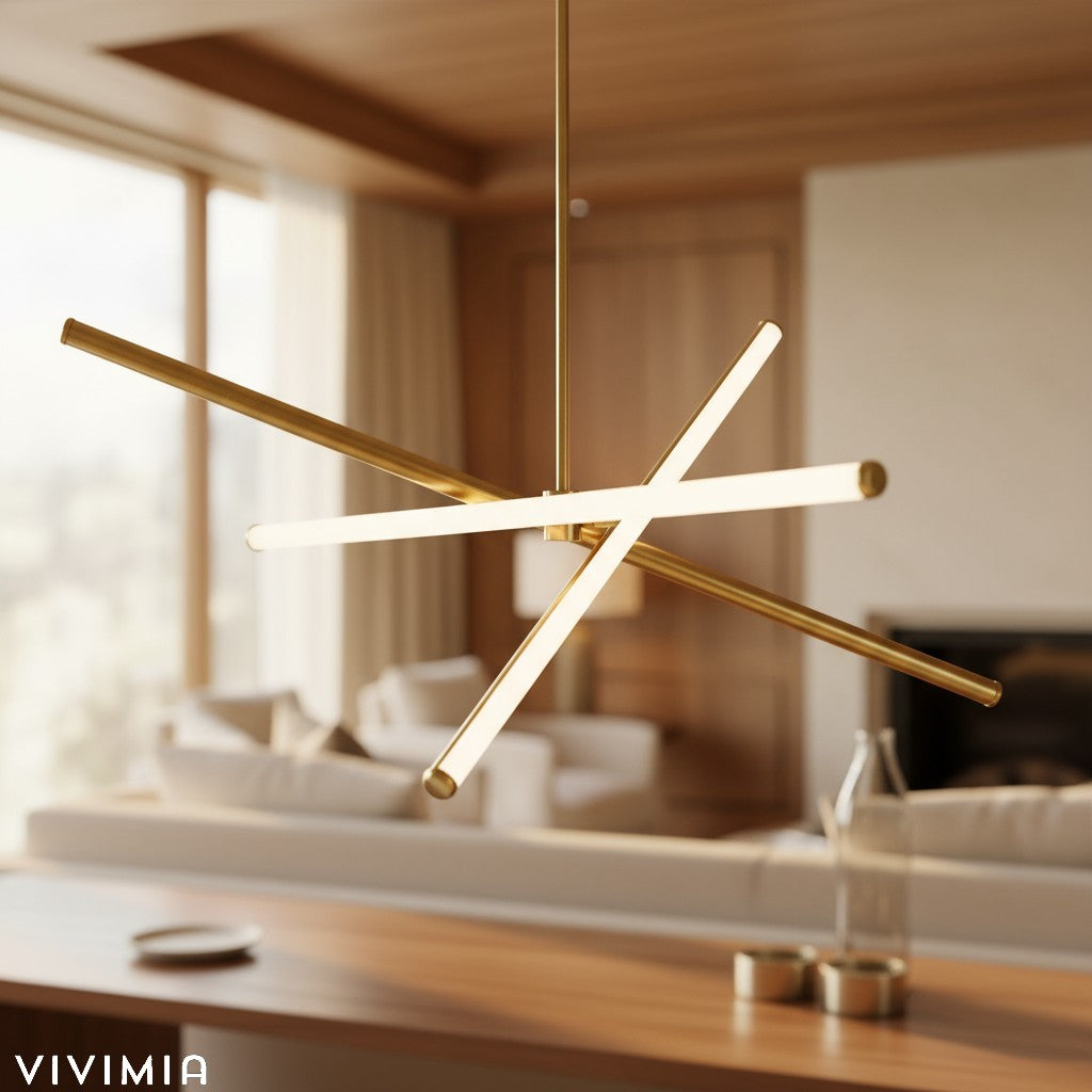 Voro Adjustable Light Rods Semi-Flush Ceiling Light – Modern LED Chandelier for Living Rooms or Bedrooms