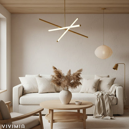 Voro Adjustable Light Rods Semi-Flush Ceiling Light – Modern LED Chandelier for Living Rooms or Bedrooms
