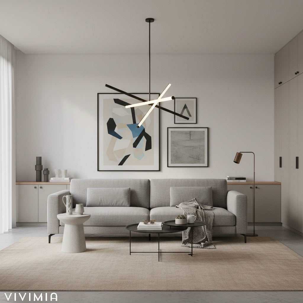Voro Adjustable Light Rods Semi-Flush Ceiling Light – Modern LED Chandelier for Living Rooms or Bedrooms