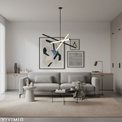 Voro Adjustable Light Rods Semi-Flush Ceiling Light – Modern LED Chandelier for Living Rooms or Bedrooms