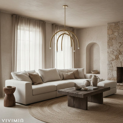 Borvia Arc Chandelier – Minimalist Rotatable Arms for Dining Room or Living Room