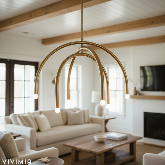 Borvia Arc Chandelier – Minimalist Rotatable Arms for Dining Room or Living Room