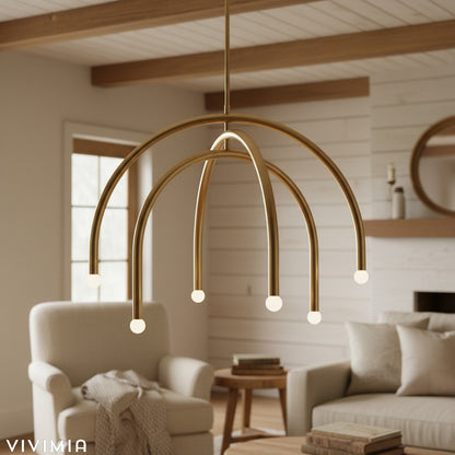 Borvia Arc Chandelier – Minimalist Rotatable Arms for Dining Room or Living Room