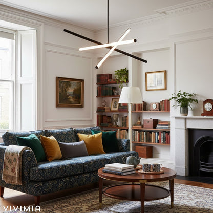 Voro Adjustable Light Rods Semi-Flush Ceiling Light – Modern LED Chandelier for Living Rooms or Bedrooms