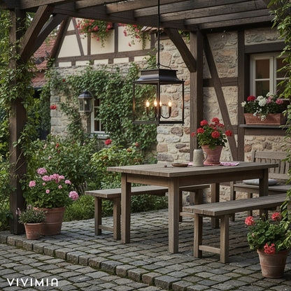 Yolvira Modern Outdoor Hanging Lantern – Dimmable Metal Pendant for Porch, Patio, or Balcony