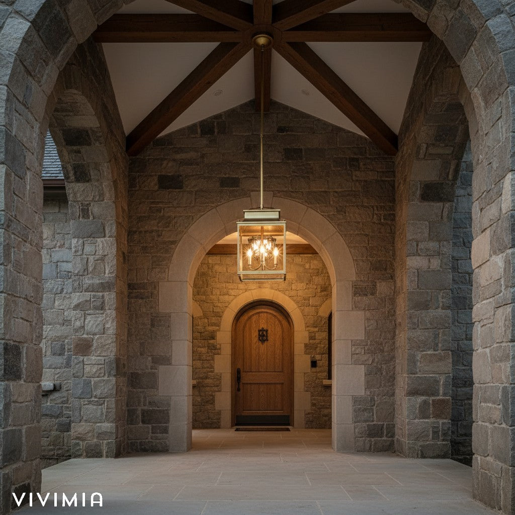 Yolvira Modern Outdoor Hanging Lantern – Dimmable Metal Pendant for Porch, Patio, or Balcony