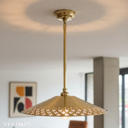 Auriglow Clover Cutout Pendant – Modern Enameled Brass Hanging Light for Dining, Kitchen, or Hallway