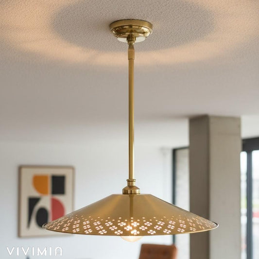 Auriglow Clover Cutout Pendant – Modern Enameled Brass Hanging Light for Dining, Kitchen, or Hallway