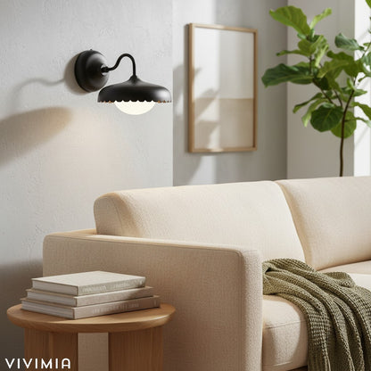 Rayla ScallopEdge Wall Sconce – Modern Metal Outdoor Light for Porch, Patio, or Balcony