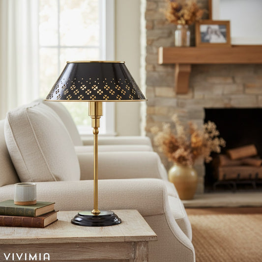 Auriglow Floral Perforated Table Lamp – Space Age Inspired Accent for Living Room, Bedroom, or Office