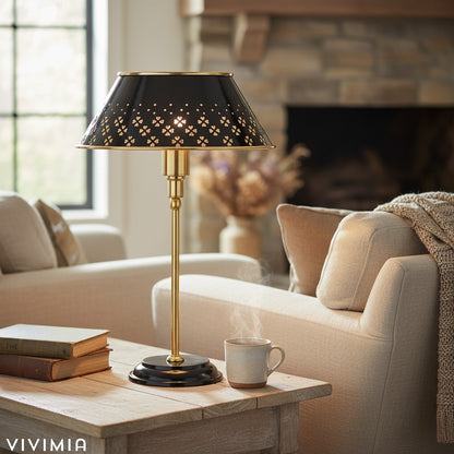 Auriglow Floral Perforated Table Lamp – Space Age Inspired Accent for Living Room, Bedroom, or Office