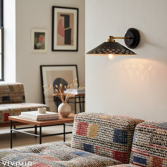 Auriglow Modern Perforated Wall Sconce – Brass Accent Light for Bedroom or Hallway